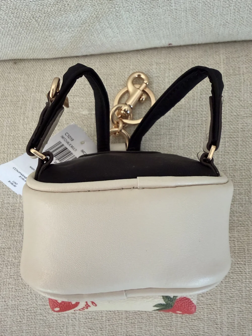 Coach Mini Court Backpack Bag Charm With Wild Strawberry Print CI019